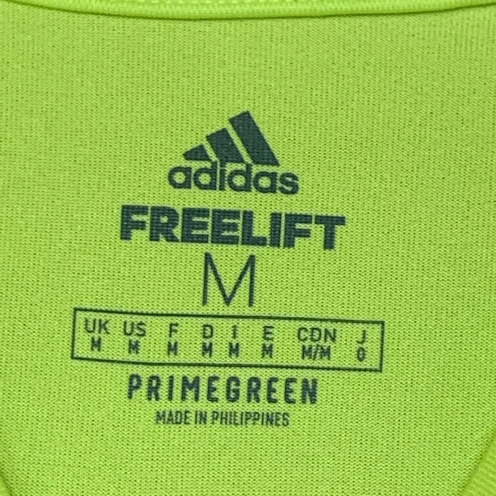 Adidas Freelift Primegreen T-Shirt Mens Medium Fluorescent Yellow Raglan Sleeve